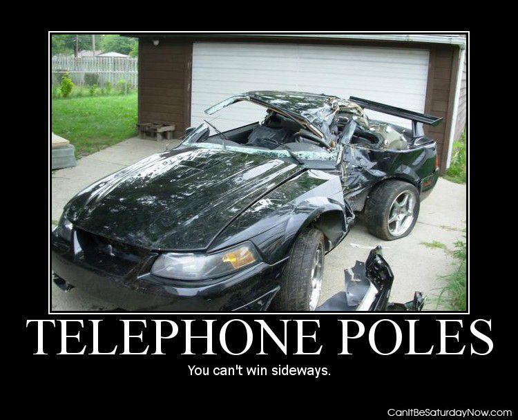 Telephone poles - you can't win when you go at them sideways