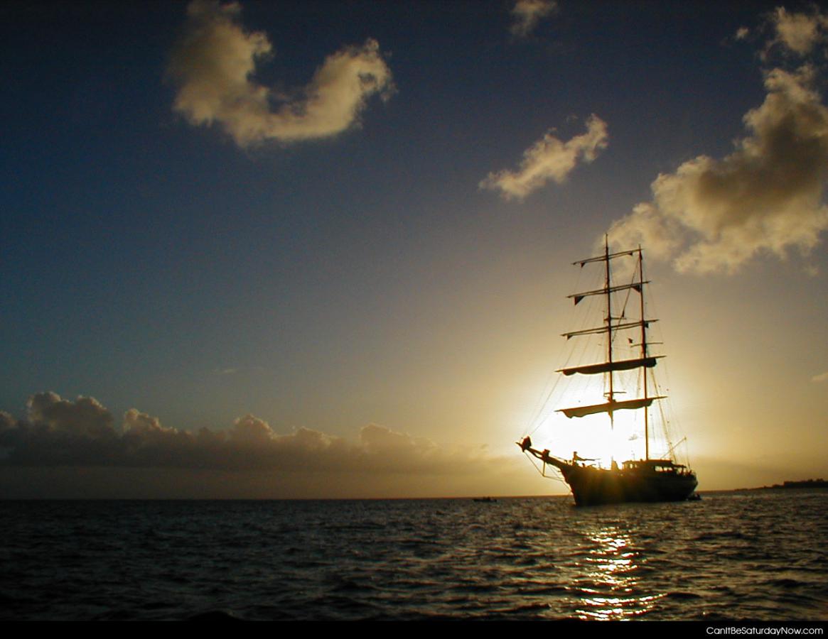 Pirate ship sunset - pirate ship in the sunset