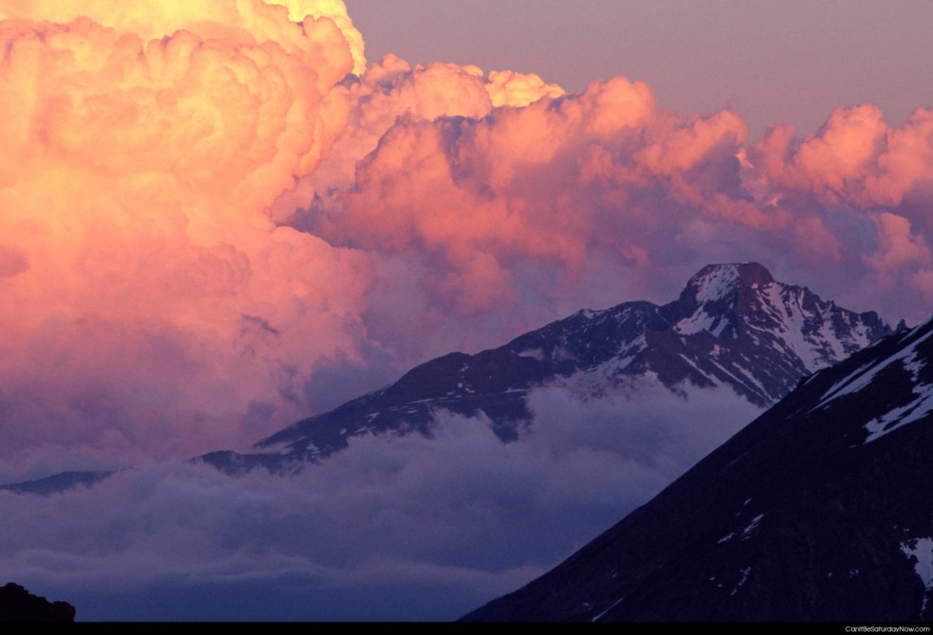 Pink sunset - pink sunset over mountains