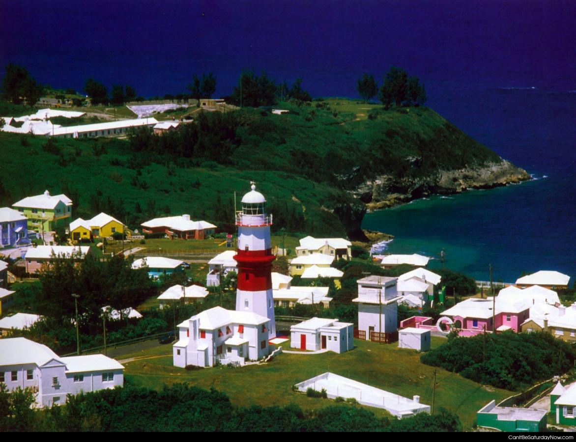 Lighthouse town - lighthouse with a small town around it