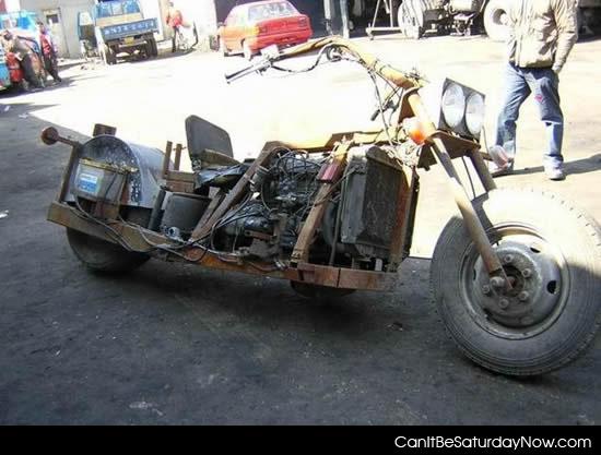 Rusty rat bike - a rust bike that looks to be made of car parts