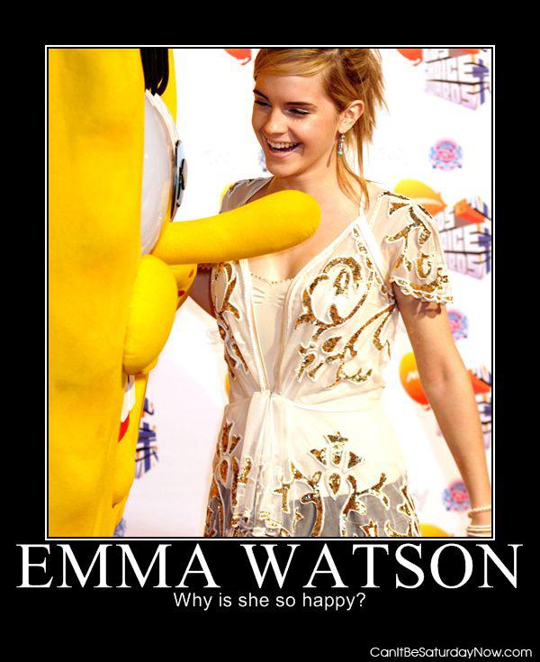 Emma sponge - Emma Watson is happy to see Sponge bob square pants