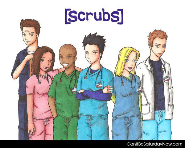 Scrubs fan art - looks like they got re drawn as kids or just not draw very well