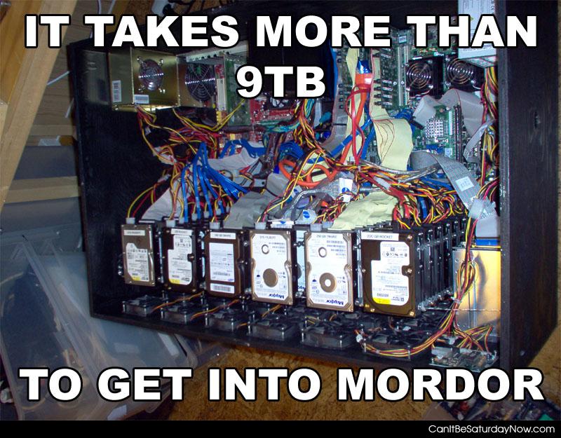 Nine TB - takes a lot of TB to get in to mordor