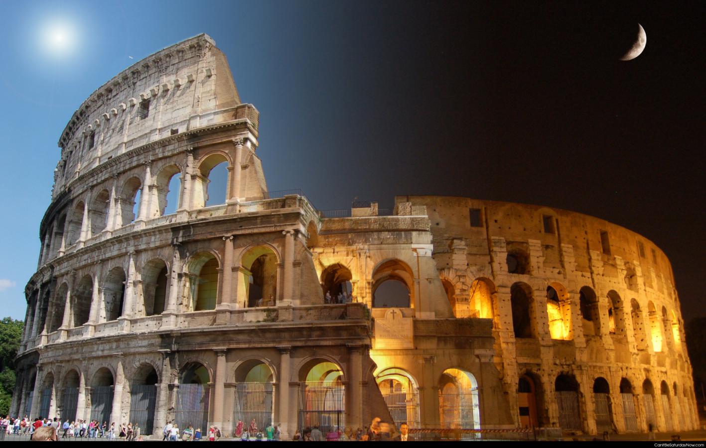Colosseum day and night - cool photoshop job of the Colosseum at day and night