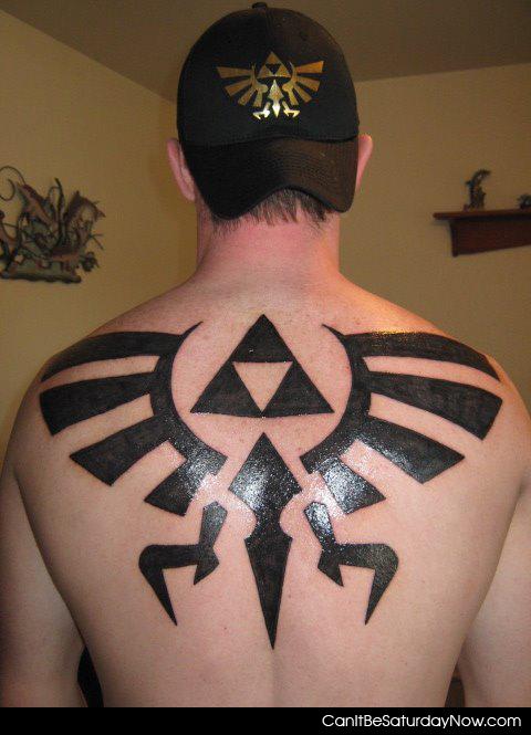 Triforce tat - he likes Zelda a bit too much