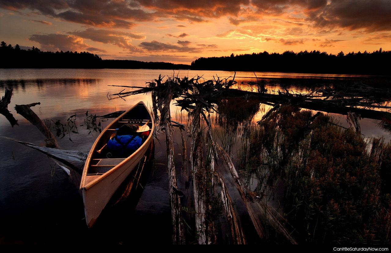 Canoe sunset - canoe at sunset