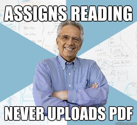Assigns reading - never uploads PDF