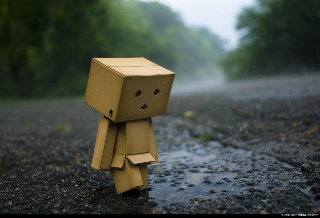 Rain on box - Box gets sad in the rain