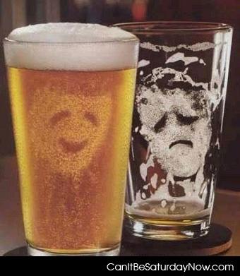 Beer drama - happy when full, sad when empty