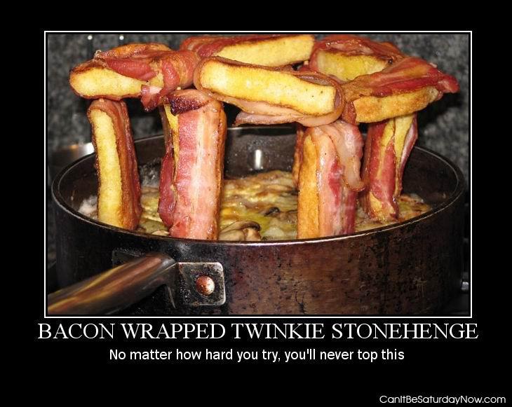 Bacon Stonehenge - Bacon Wrapped Twinkies made to look like Stonehenge