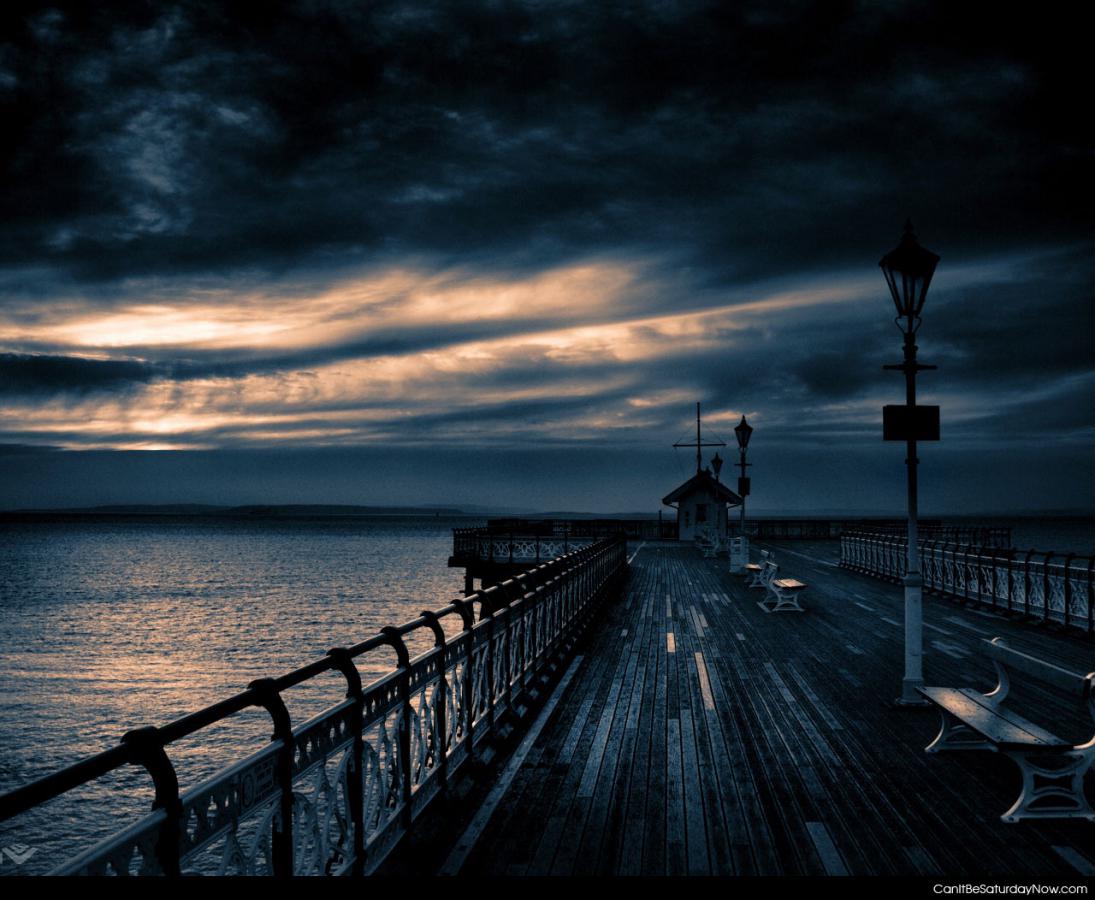 Dark pier sunset - nice dark sun set over a pier