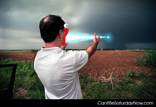 Laser shoot - this man is shooting his laser