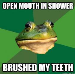 Open mouth in shower